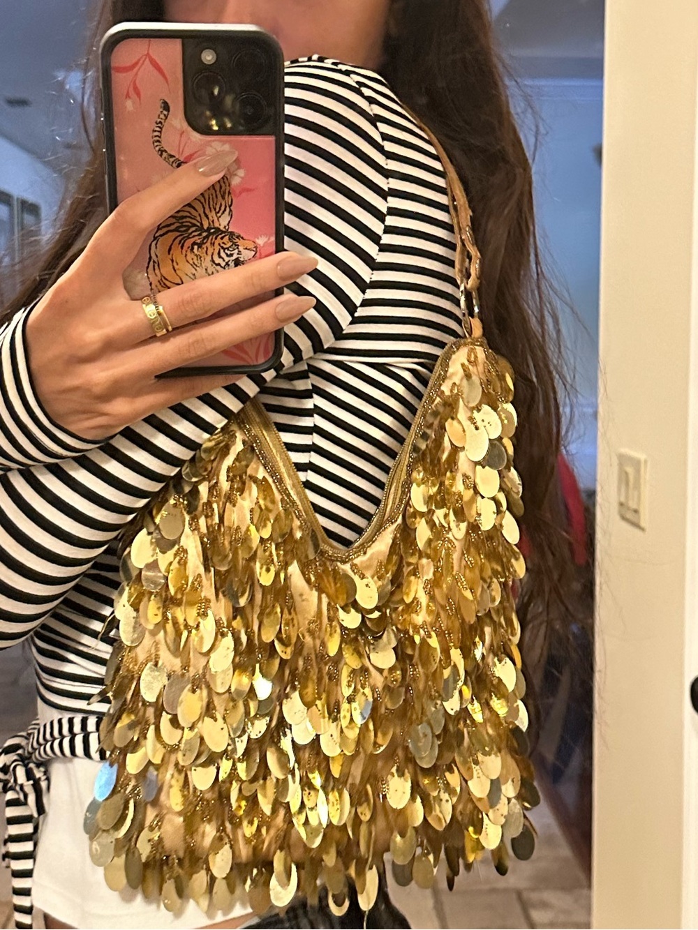 Gold Sequin Shoulder Bag